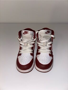 Nike Kids White and Red High-Top Sneakers